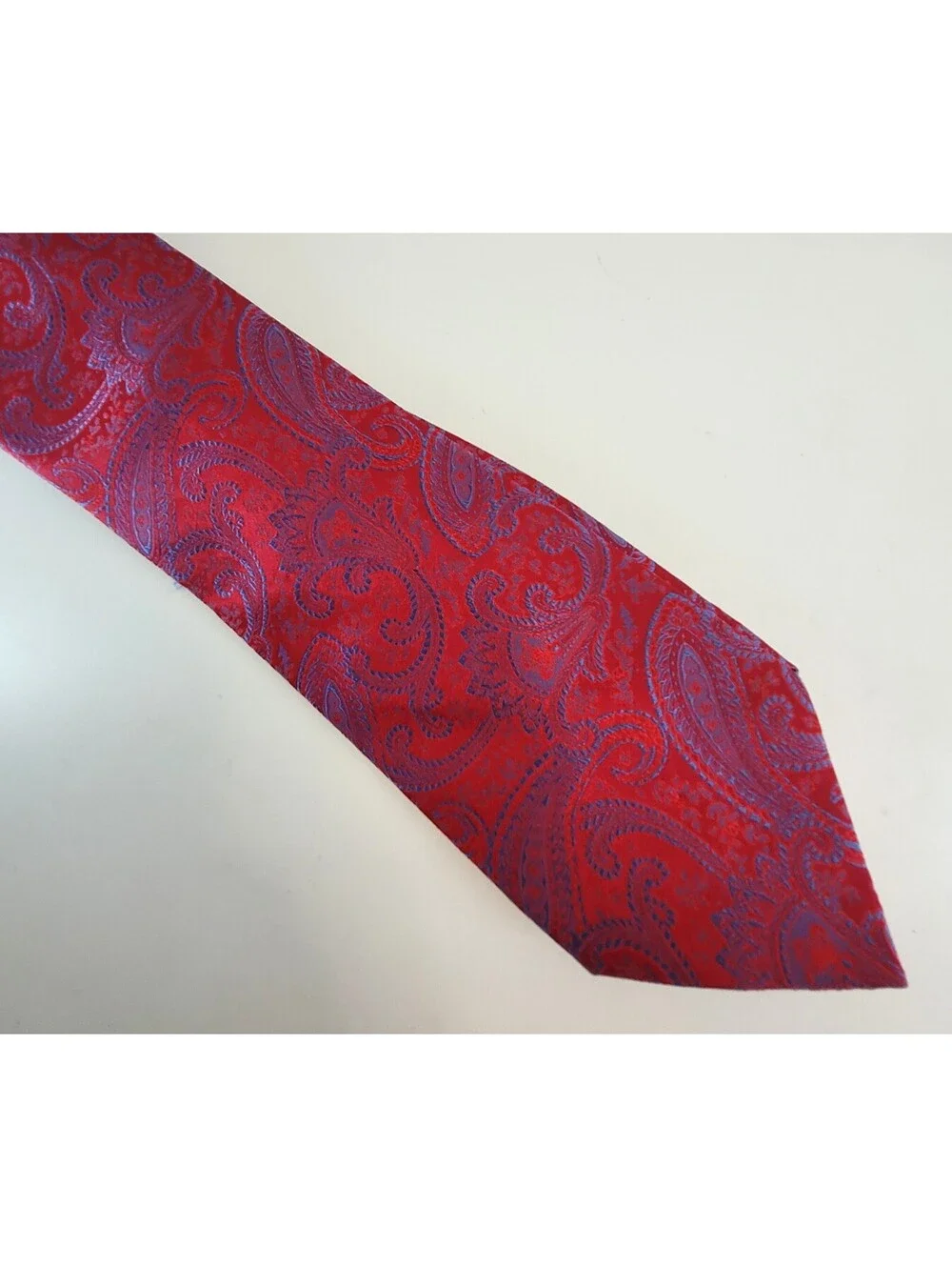 Emilio Ponti Men's Red & Blue Paisley Wide Necktie 3.75